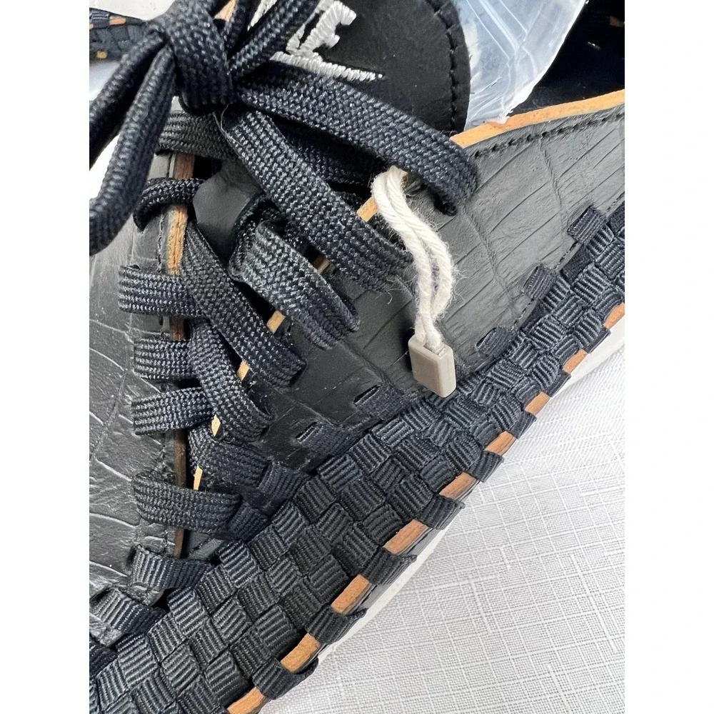 Nike Air Footscape Woven Sneakers Womens 8 Black NWOT Croc Embossed Leather